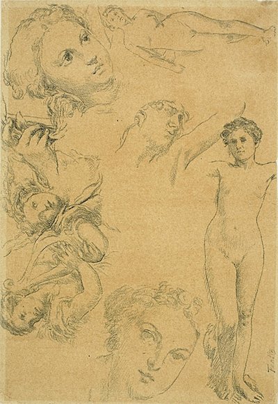 Sheet of Studies (replica) by Ignace Henri Jean Fantin Latour