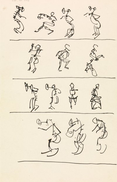 Four Registers of Fourteen Dancing Figures by Henri Gaudier Brzeska