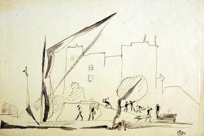 Thames barge at London Docks by Henri Gaudier Brzeska