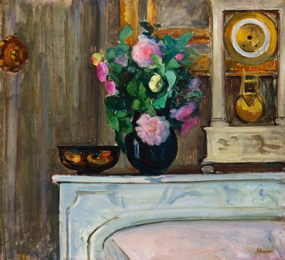 Bouquet of Flowers on the Fireplace by Henri Lebasque