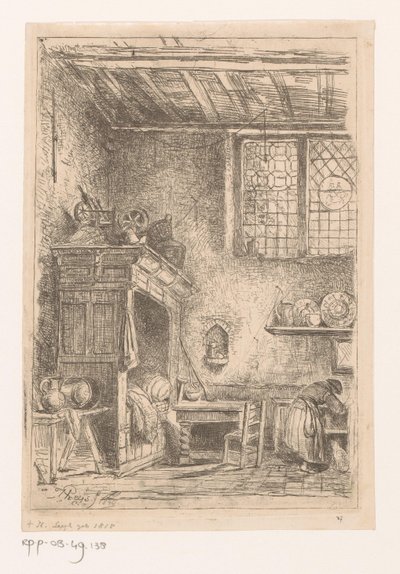 Flemish Interior with Bedstead by Henri Leys (baron)
