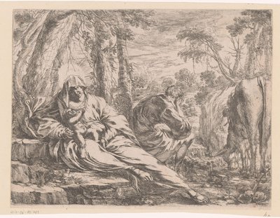 Rest on the Flight into Egypt by Henri Mauperché (possibly)