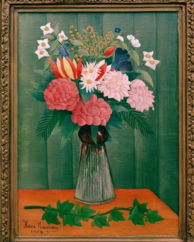 Bouquet of Flowers with Ivy Branch by Henri Rousseau