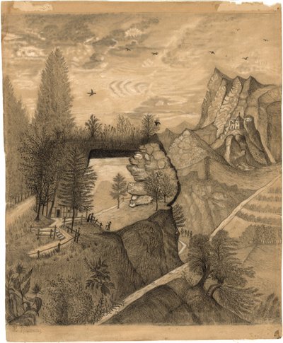 Hikers Climbing up to a Mountain Chalet by Henri Rousseau