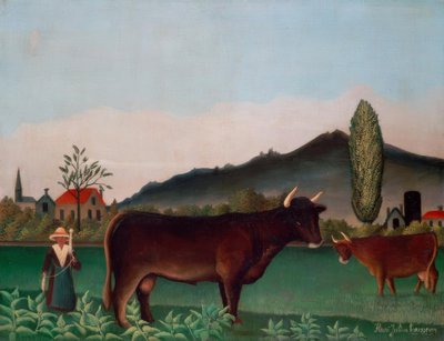 Landscape with Cows by Henri Rousseau