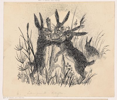 Fighting Hares by Henri Verstijnen