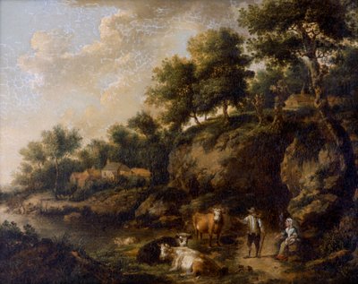 Landscape with Cowherd by Henricus Josephus Antoniessen