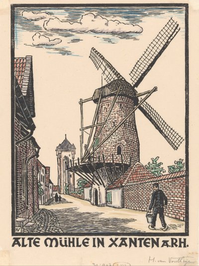 Mill in Xanten by Henriëtte van Hove (signed by artist)