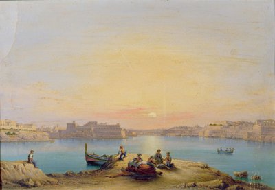 Valetta Harbour at Sunset by Henry Charles Ferro