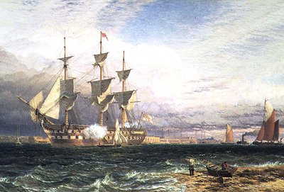 Sheerness, Island of Sheppey, Guardship Saluting by Henry Dawson