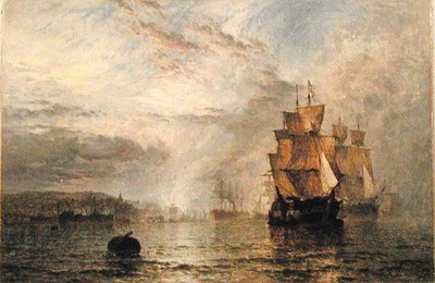 Shipping Becalmed in an Estuary at Evening by Henry Dawson