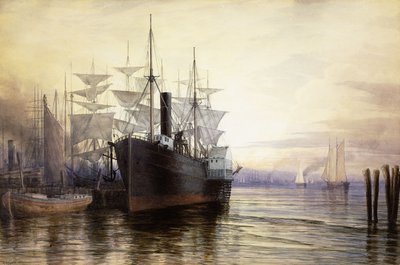 Sunset, New York Harbour, 1880 by Henry Farrer