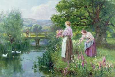 Girls Collecting Flowers by Henry John Yeend King