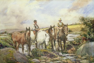 Horses Watering by Henry Meynell Rheam
