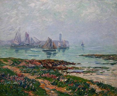 Coastal Scene with Fishing Boats by Henry Moret