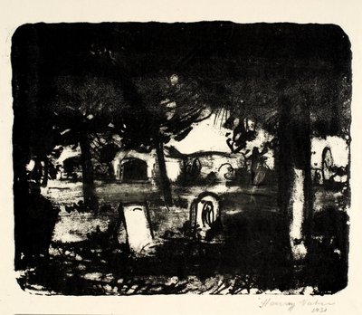 Cemetery, Graves Under Tall Trees by Henry Nielsen