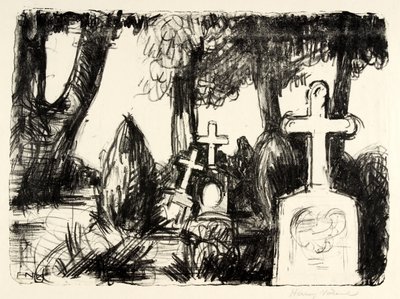 Cemetery with Three Tombstones by Henry Nielsen
