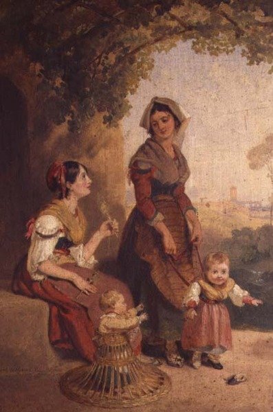 Two Roman ladies and their children by Henry Penry Williams