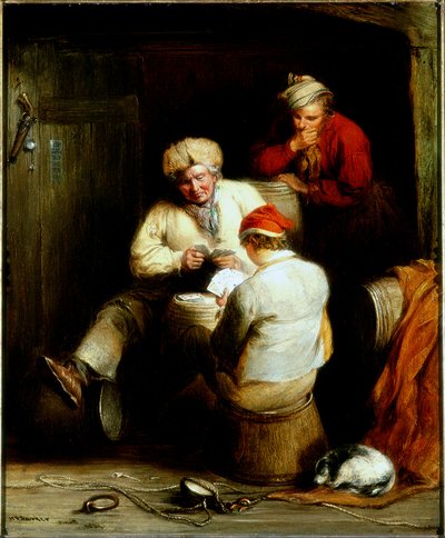 Smugglers Playing Cards by Henry Perlee Parker