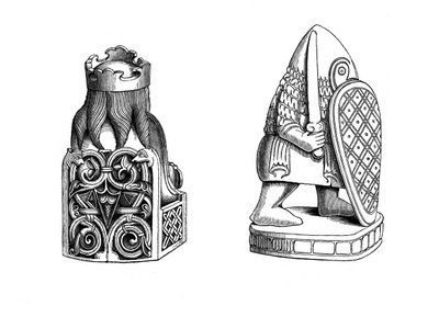 Chessmen, 12th century, 1843 by Henry Shaw
