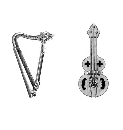 Musical instruments, 12th century, 1843 by Henry Shaw