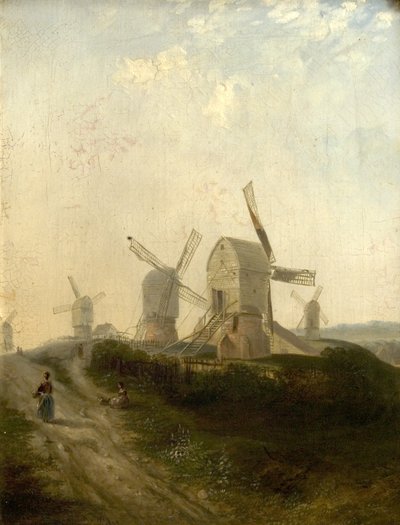 Windmills on Nottingham Forest, 1847 by Henry Smyth