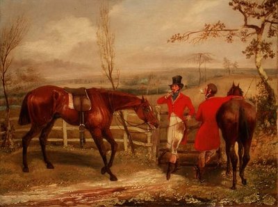 Gentlemen Smoking by a Fence by Henry Thomas Alken