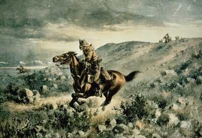 Pony Express pursued by Indians by Henry W. Hansen