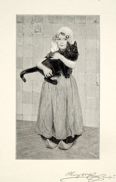 Girl with Cat by Henry Wolf