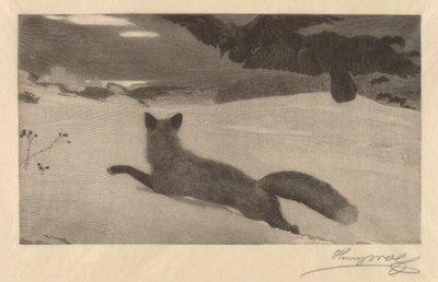 Winter, the Fox Hunt by Henry Wolf after Winslow Homer