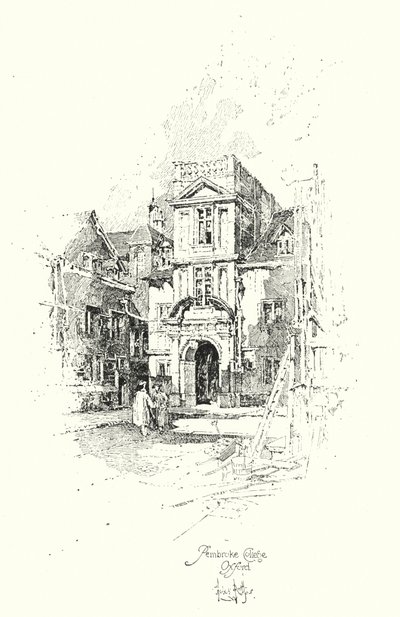 Pembroke College, Oxford (litho) by Herbert (after) Railton