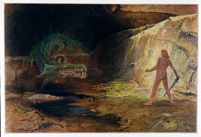 Siegfried and Fafner, 1906 by Hermann Hendrich