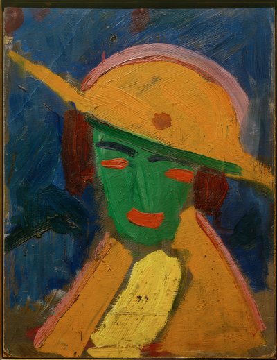 Green Woman with Yellow Hat I by Hermann Stenner