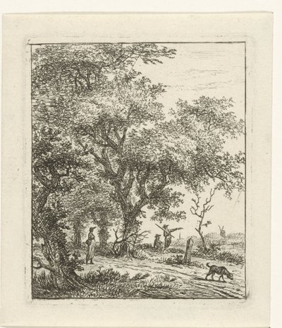 Landscape with Woman and Dog by Hermanus Fock