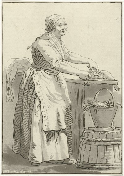 Woman Cleaning Fish by Hermanus Fock