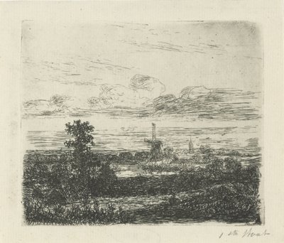 Landscape with a Mill by Hermanus Jan Hendrik van Rijkelijkhuysen