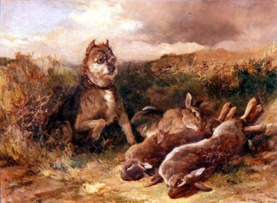 A West Country Terrier with Game by Heywood Hardy