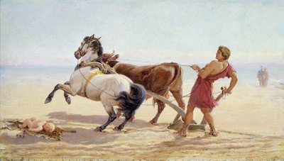 Ulysses ploughs the sands of the sea by Heywood Hardy