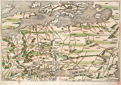 Map of Central and Northern Europe by Hieronymus Münzer