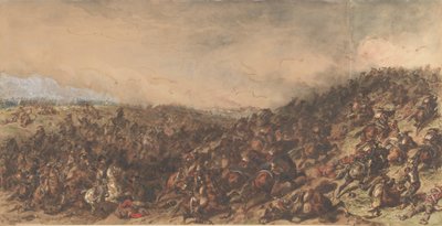 Battle Scene Waterloo, 1815-66 by Hippolyte Bellange