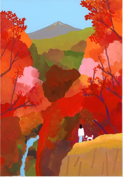 Autumnal Leaves and Waterfalls by Hiroyuki Izutsu