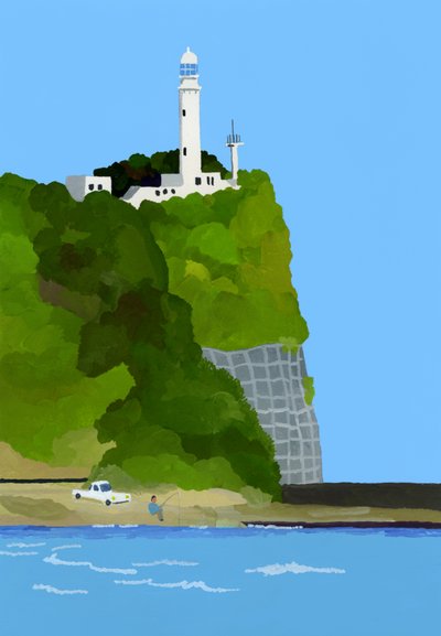 Lighthouse, Car and Fishing by Hiroyuki Izutsu
