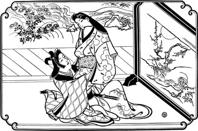 Behind the Screen by Hishikawa Moronobu