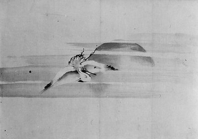 Crane and Sun by Hokusai School.