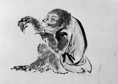 Monkey and Bee by Hokusai School.