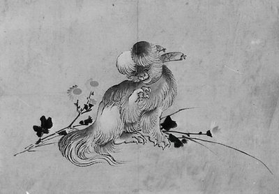 Pekingese, 19th century by Hokusai School.
