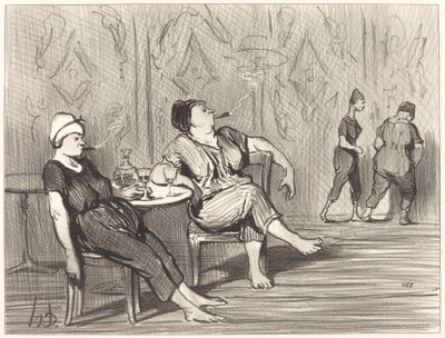 At the Refreshment Stand by Honoré Daumier