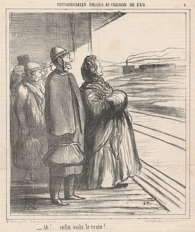 Ah! Finally, Here Comes the Train!... by Honoré Daumier