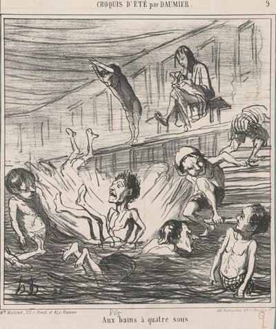 At the Baths for Four Sous by Honoré Daumier
