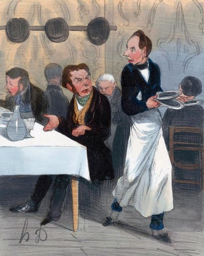 Complaining customer in restaurant by Honoré Daumier
